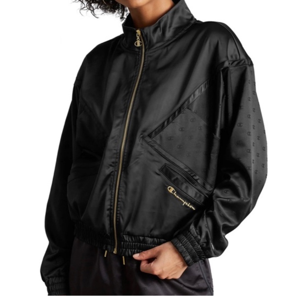 Champion Black Satin Bomber Jacket - Women's